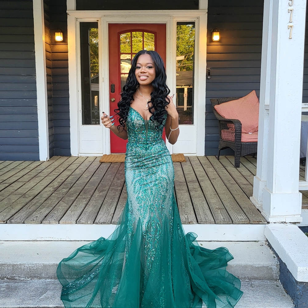 Emerald Green Sequin Prom Dress